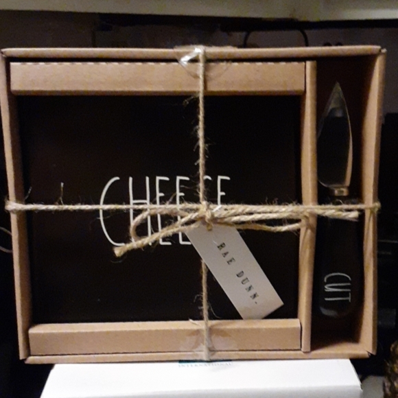 Rae Dunn Cheese plate and matching knife set